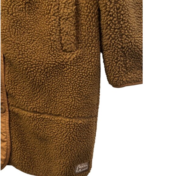 Roots brown longline teddy coat jacket size M - Picture 4 of 6